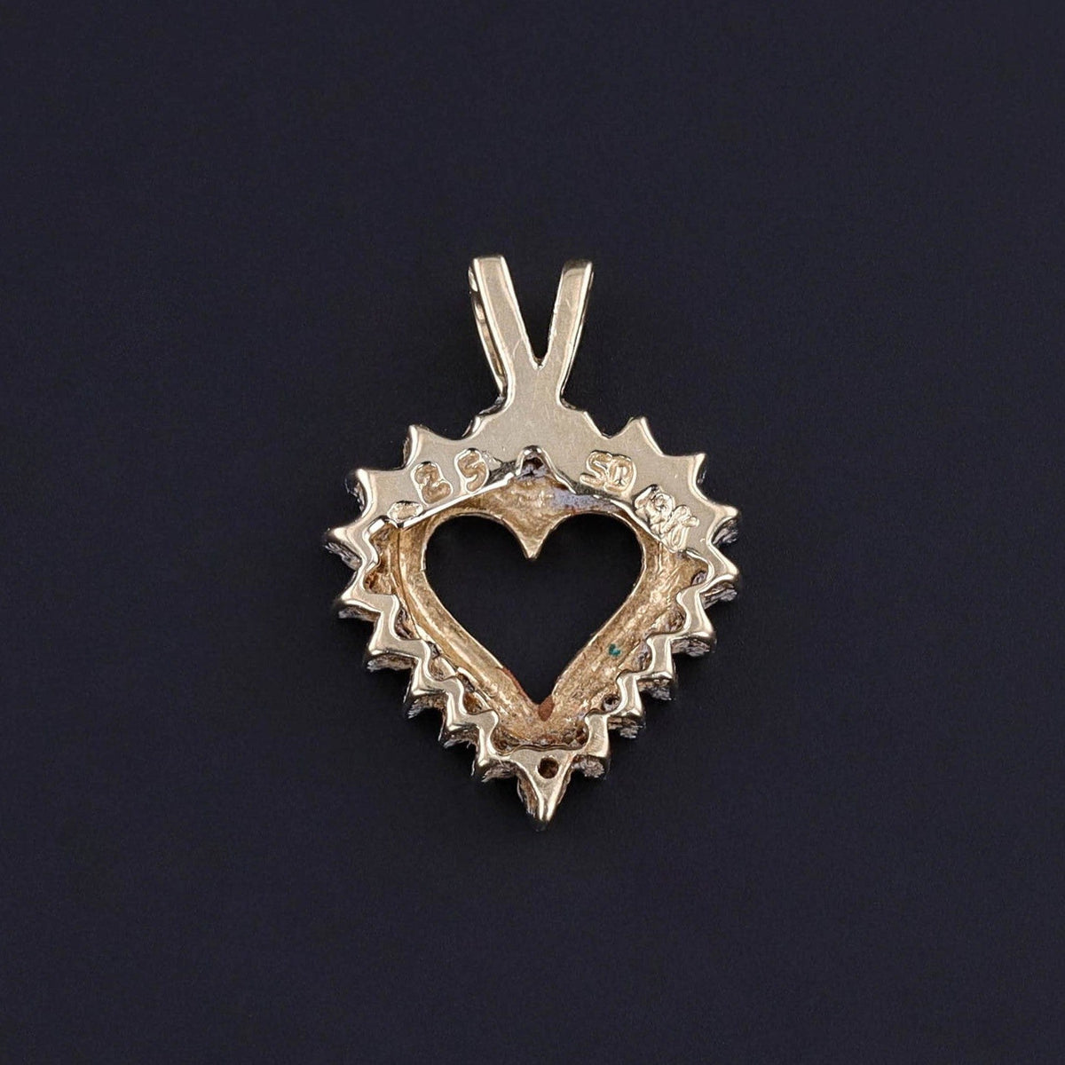 Vintage Diamond Heart Pendant of 14k Gold - Trademark Antiques