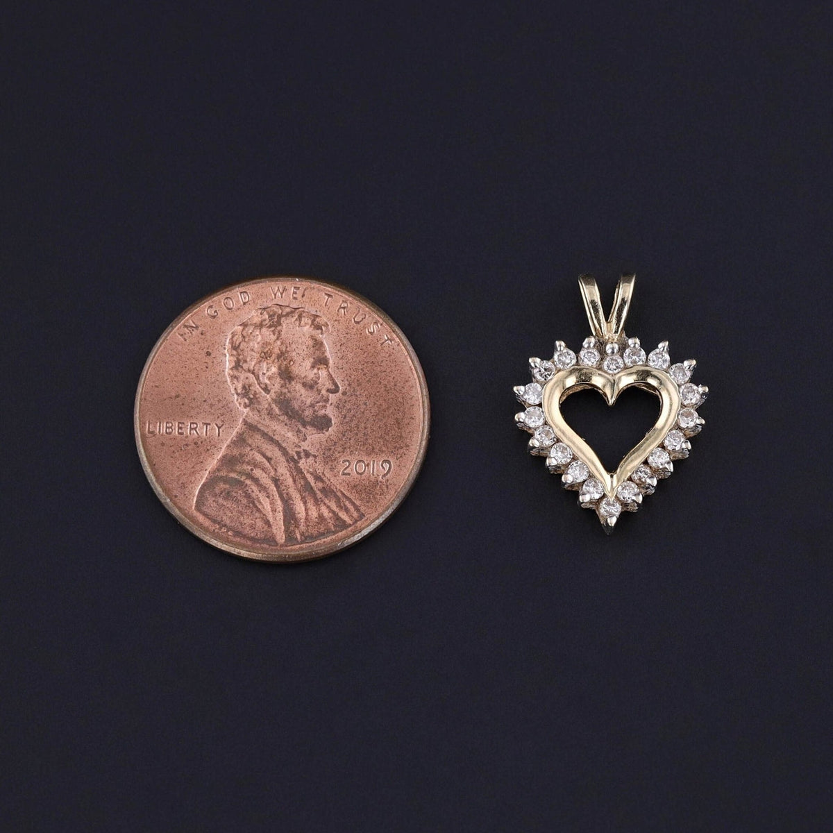 Vintage Diamond Heart Pendant of 14k Gold - Trademark Antiques
