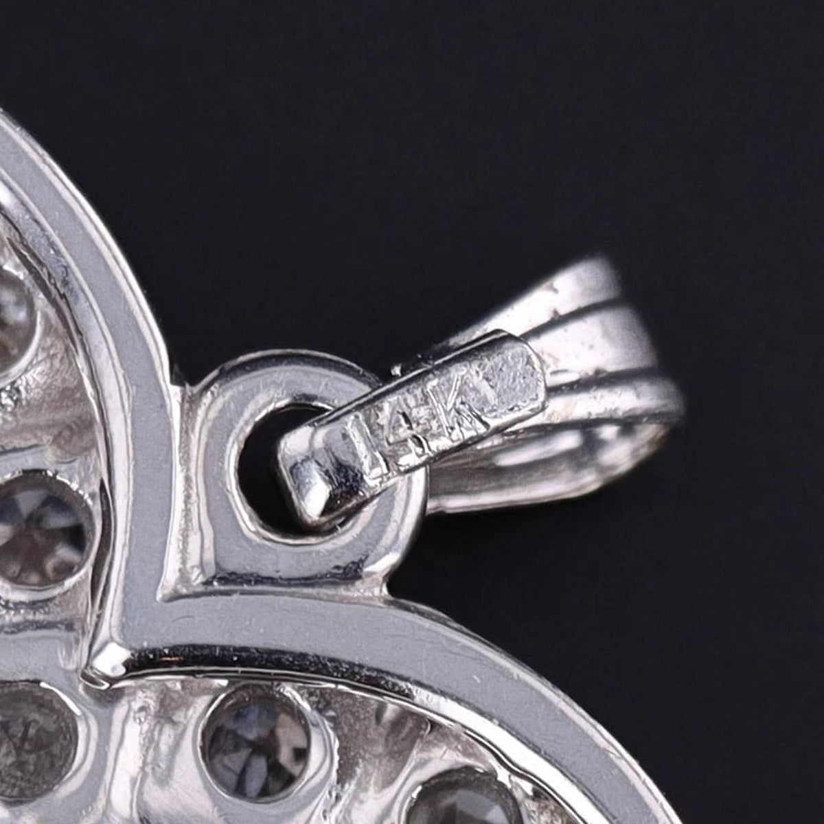 Vintage Diamond Heart Pendant of 14k White Gold - Trademark Antiques