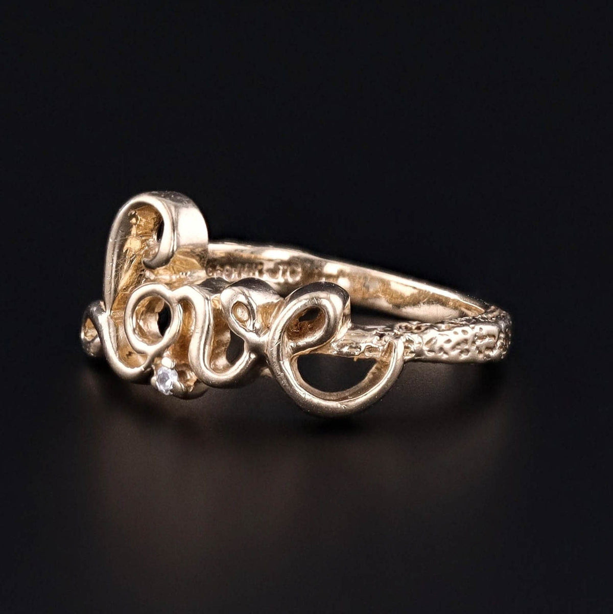 Vintage Diamond Love Ring of 14k Gold - Trademark Antiques