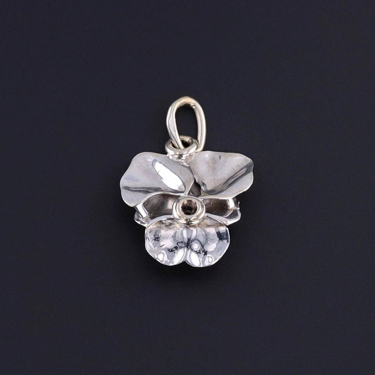 Vintage Diamond Pansy Charm of 14k White Gold - Trademark Antiques