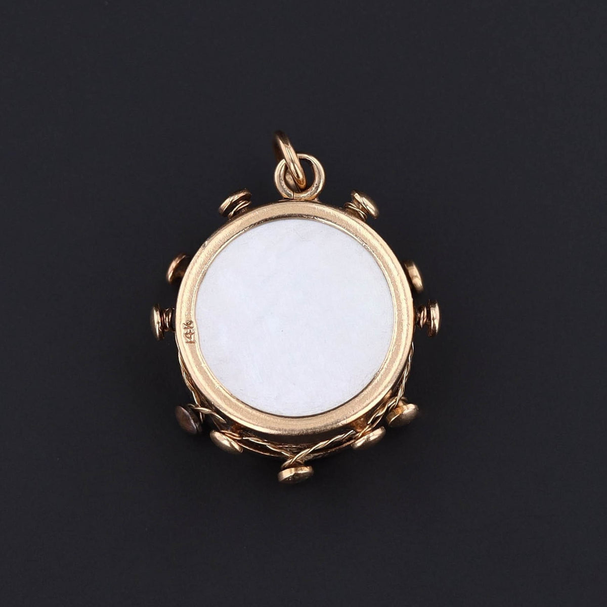 Vintage Drum Pendant of 14k Gold - Trademark Antiques