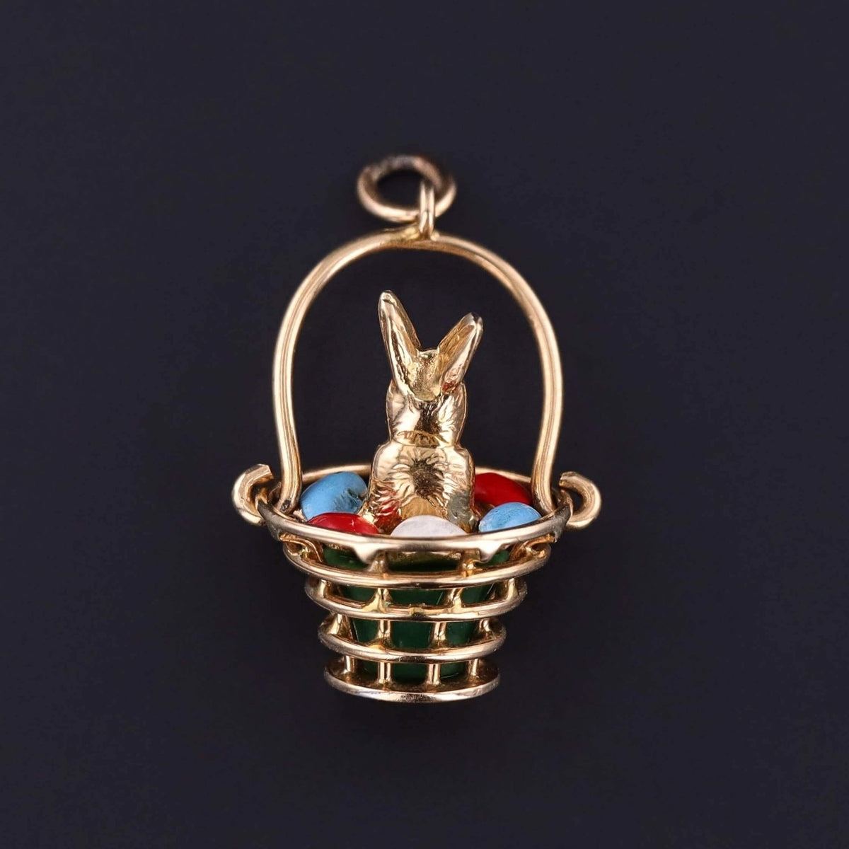 Vintage Easter Bunny and Basket of 14k Gold - Trademark Antiques