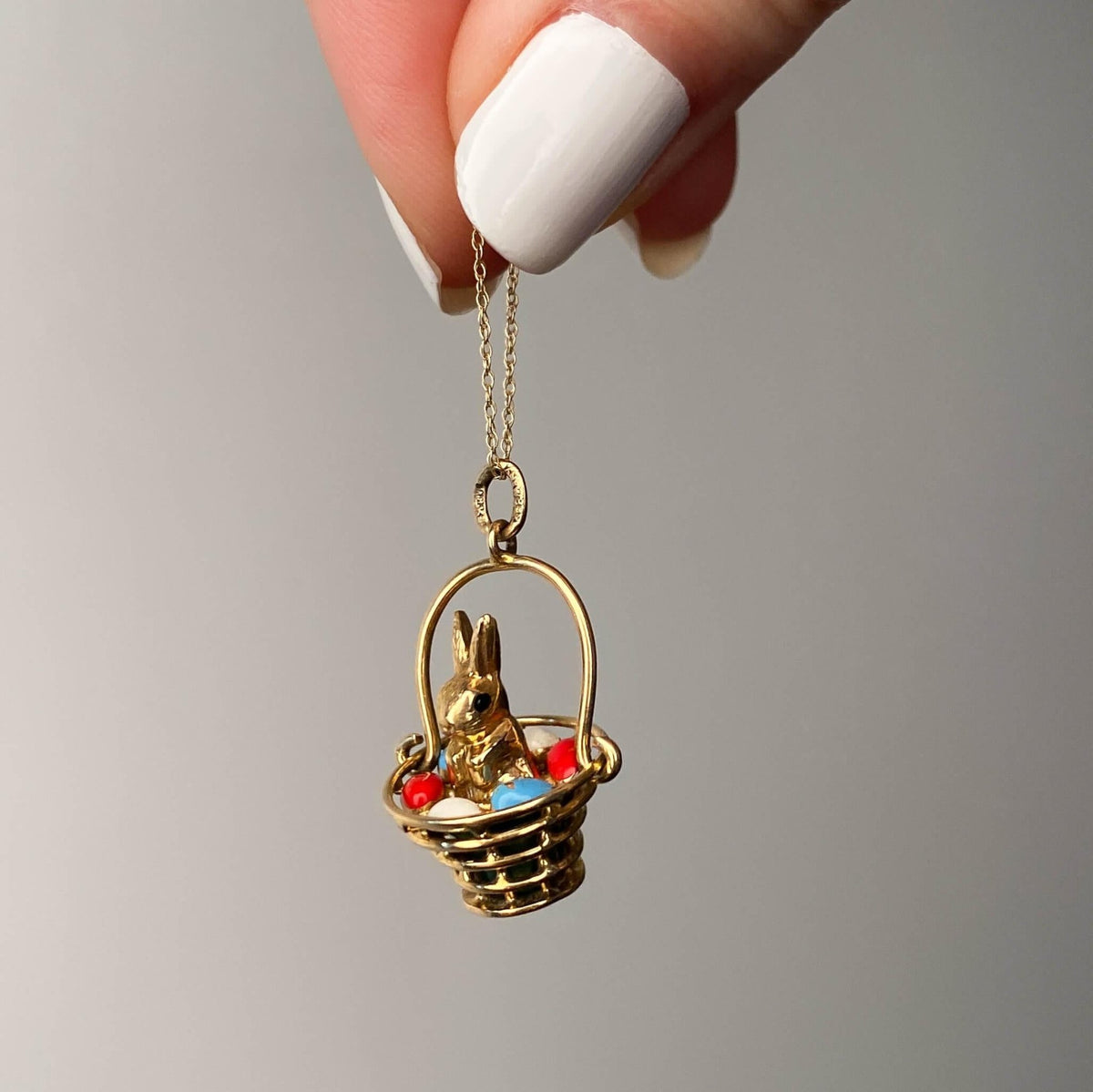 Vintage Easter Bunny and Basket of 14k Gold - Trademark Antiques
