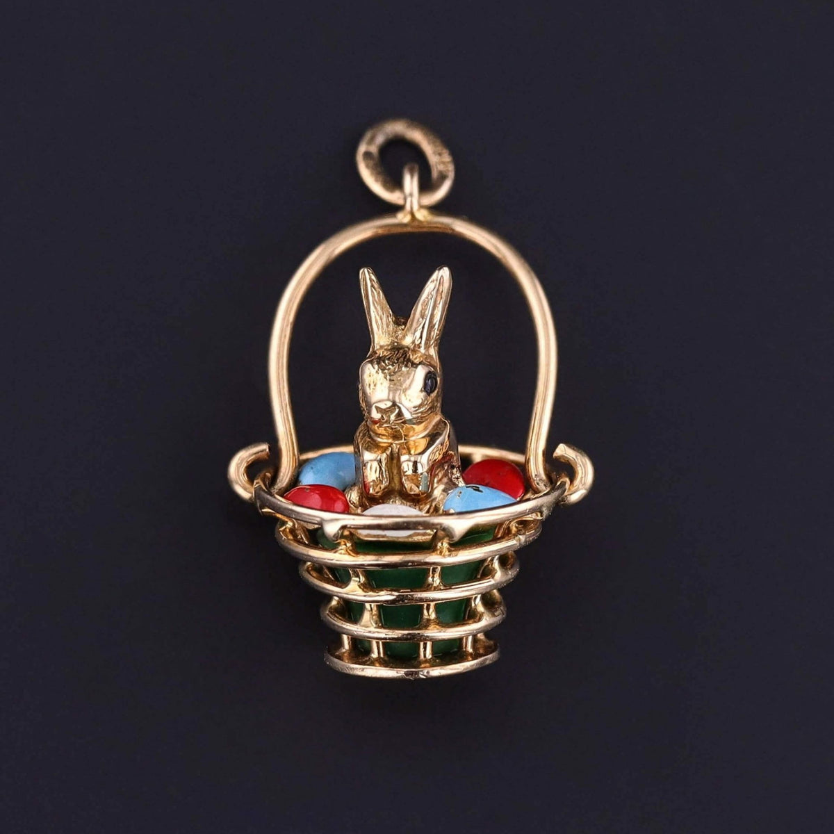 Vintage Easter Bunny and Basket of 14k Gold - Trademark Antiques