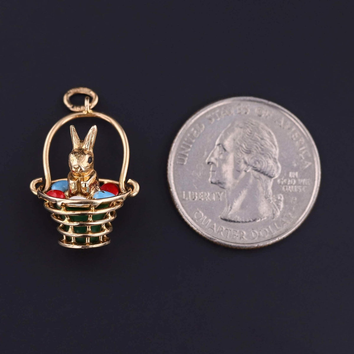 Vintage Easter Bunny and Basket of 14k Gold - Trademark Antiques