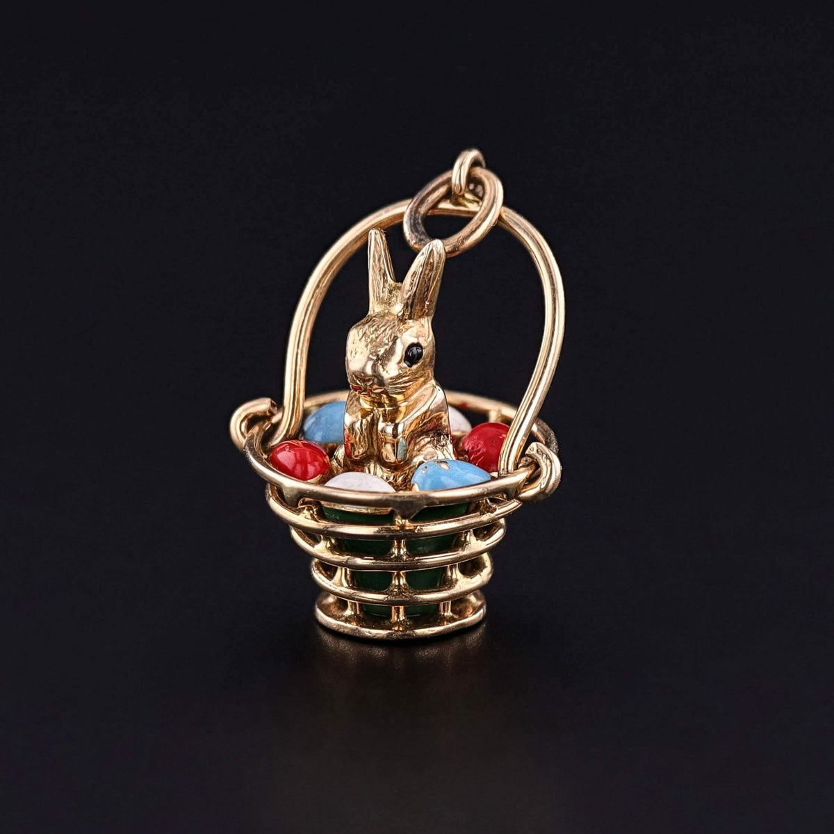 Vintage Easter Bunny and Basket of 14k Gold - Trademark Antiques