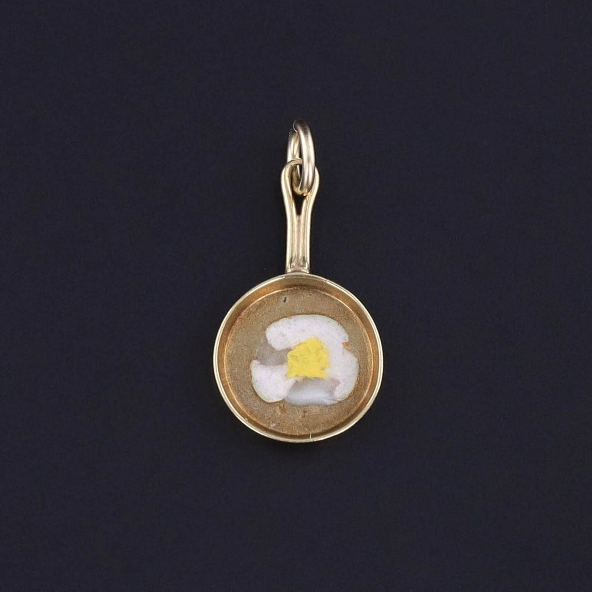 Vintage Egg in Frying Pan Charm of 14k Gold - Trademark Antiques