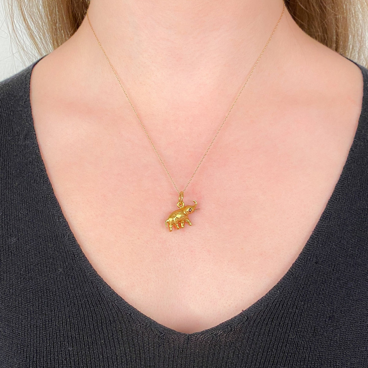 Vintage Elephant Charm of 18k Gold - Trademark Antiques