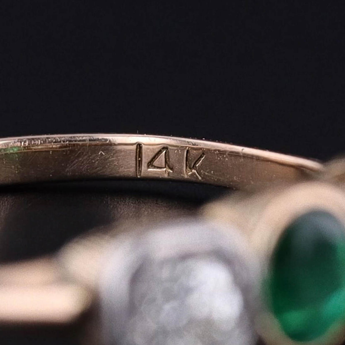 Vintage Emerald and Diamond Ring of 14k Gold - Trademark Antiques