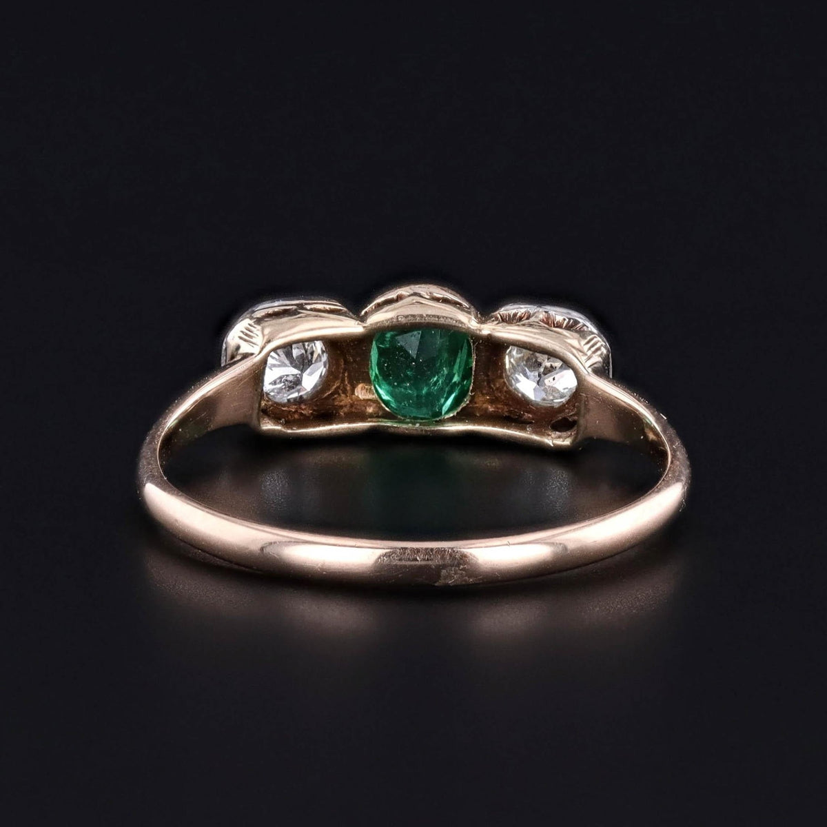Vintage Emerald and Diamond Ring of 14k Gold - Trademark Antiques