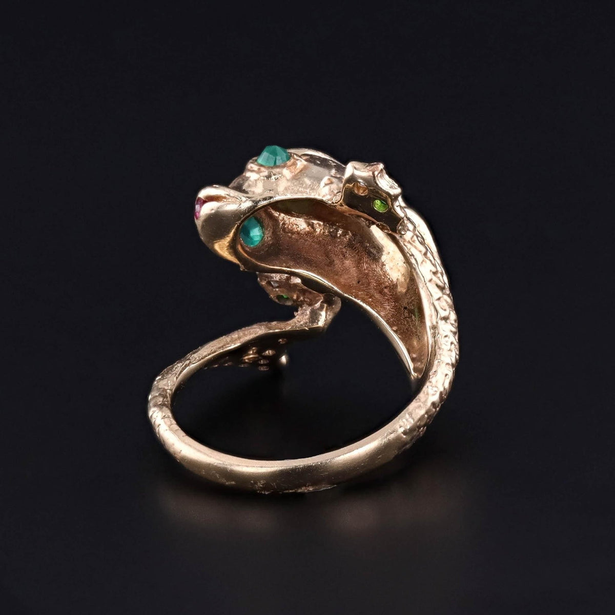 Vintage Emerald Koi Fish Ring of 14k Gold - Trademark Antiques