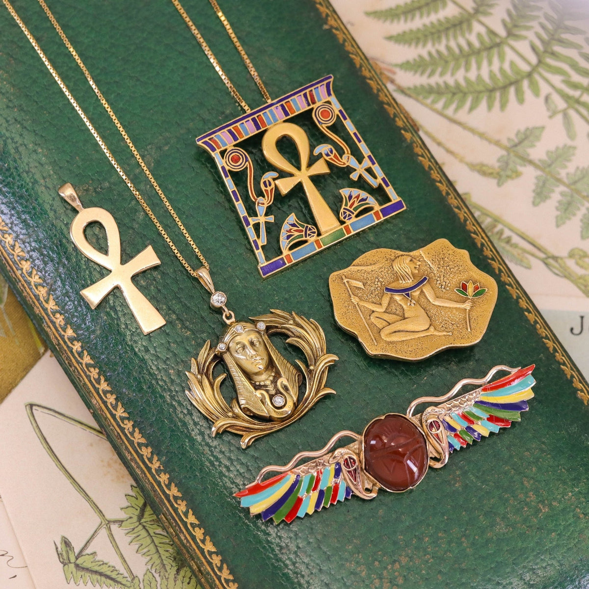 Vintage Enamel Ankh Necklace of 18k Gold - Trademark Antiques