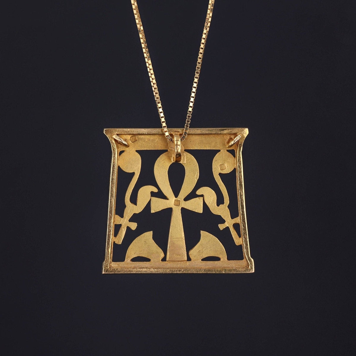 Vintage Enamel Ankh Necklace of 18k Gold - Trademark Antiques