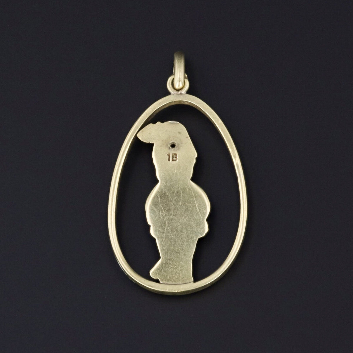 Vintage Enamel Boy Pendant of 18k Gold - Trademark Antiques