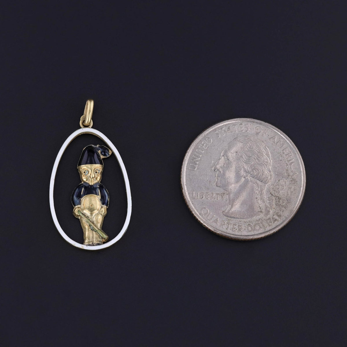 Vintage Enamel Boy Pendant of 18k Gold - Trademark Antiques