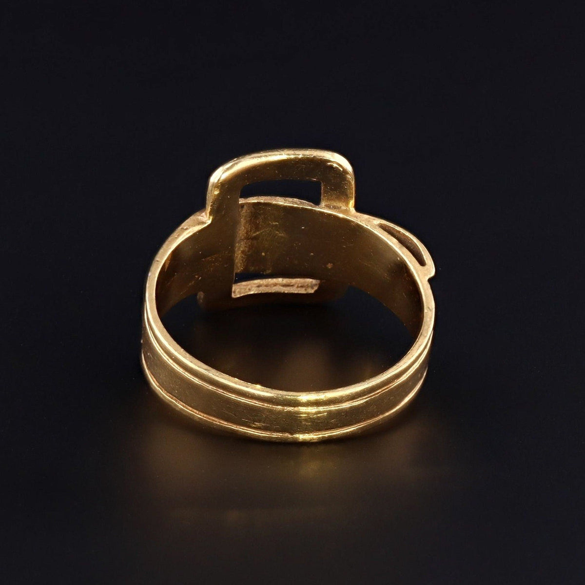 Vintage Enamel Buckle Ring of 18k Gold - Trademark Antiques