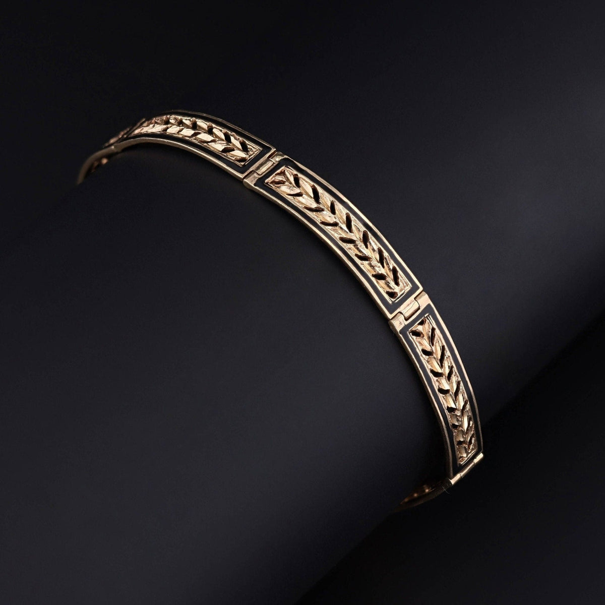 Vintage Enamel Chevron Bracelet of 14k Gold - Trademark Antiques