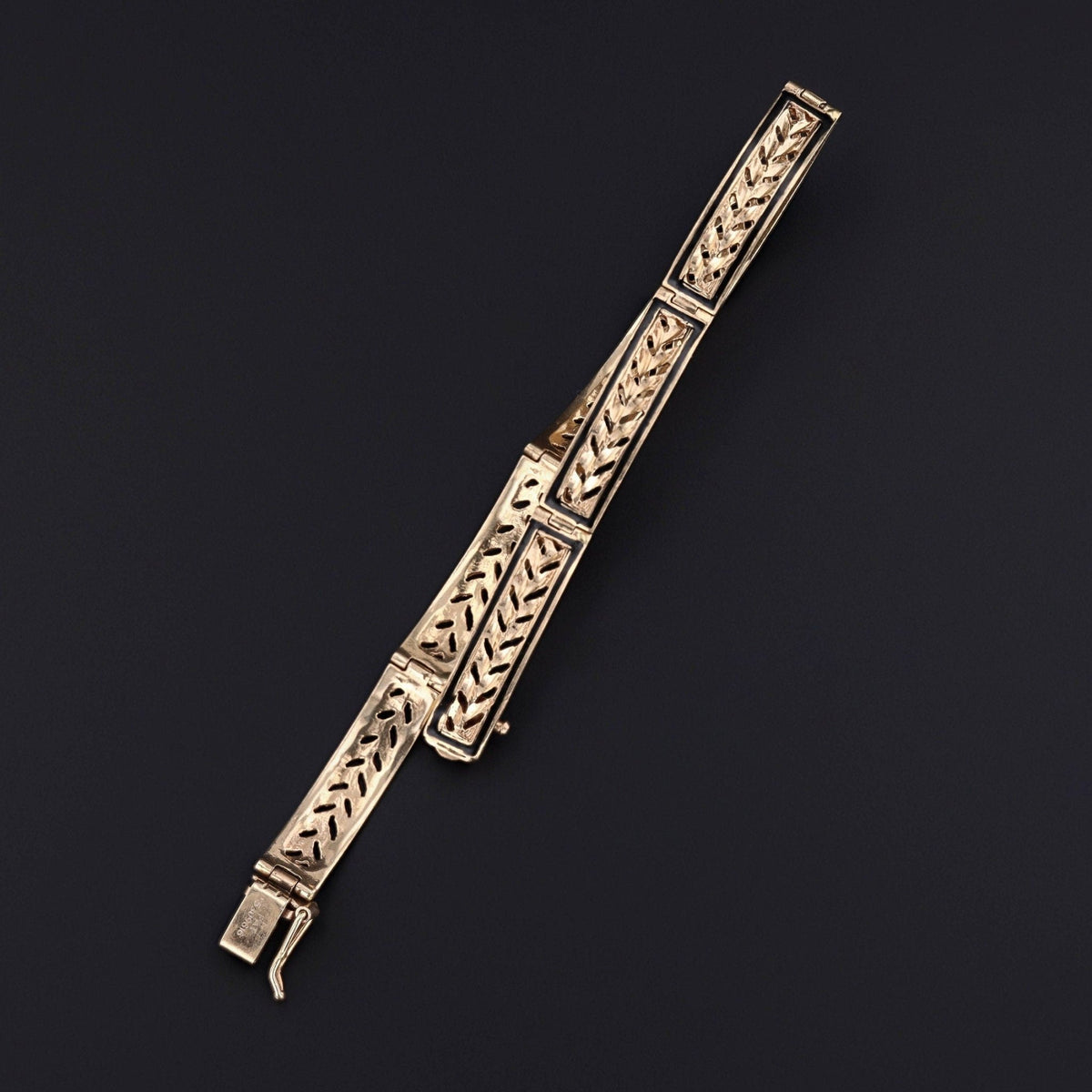 Vintage Enamel Chevron Bracelet of 14k Gold - Trademark Antiques