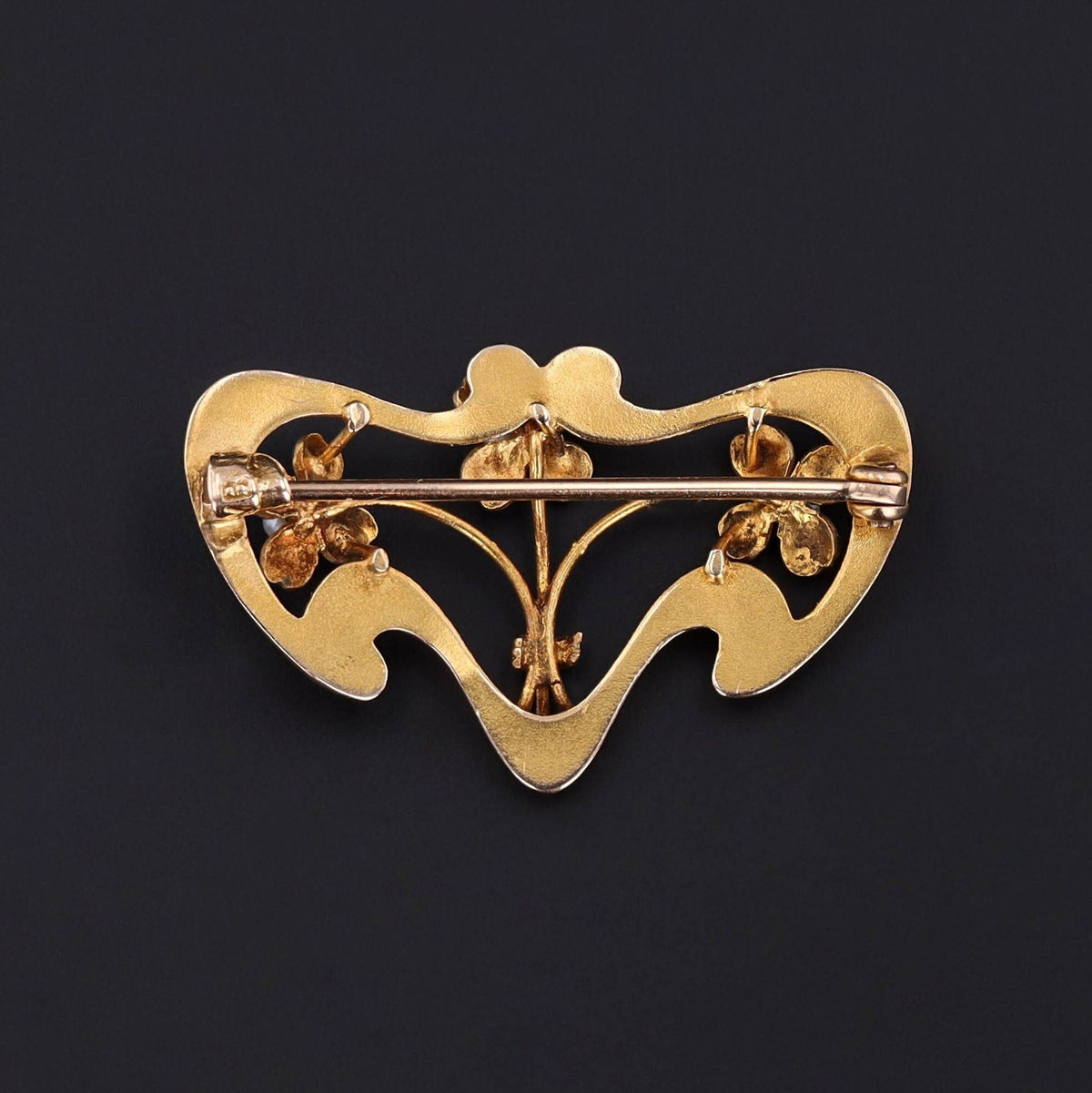 Vintage Enamel Clover Brooch of 10k Gold - Trademark Antiques