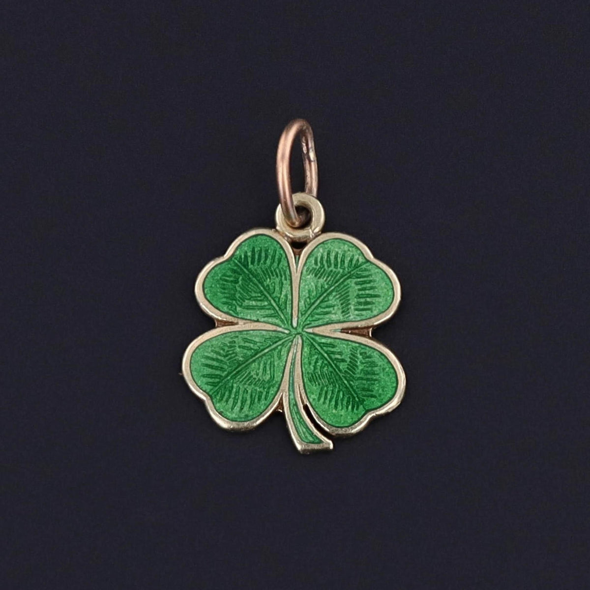 Vintage Enamel Clover Charm of 14k Gold - Trademark Antiques