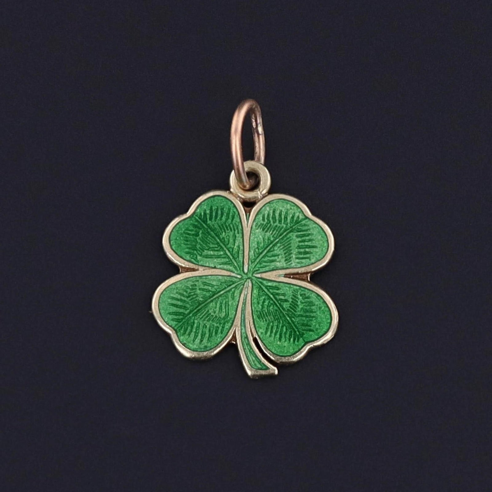 Vintage Enamel Clover Charm of 14k Gold - Trademark Antiques