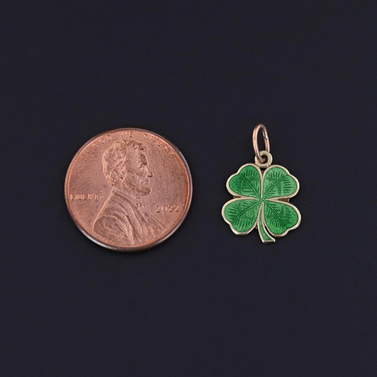 Vintage Enamel Clover Charm of 14k Gold - Trademark Antiques