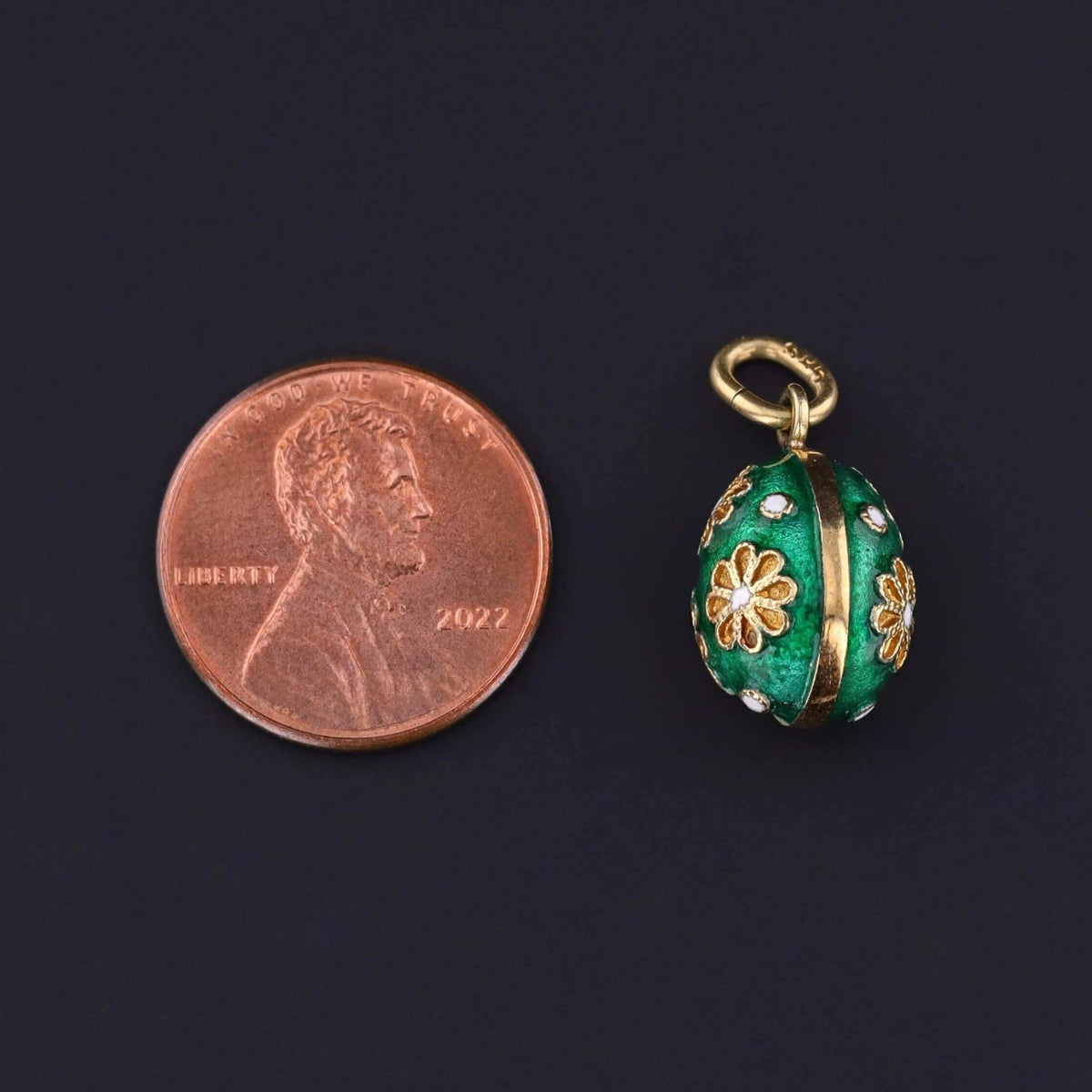 Vintage Enamel Egg Charm of 14k Gold - Trademark Antiques