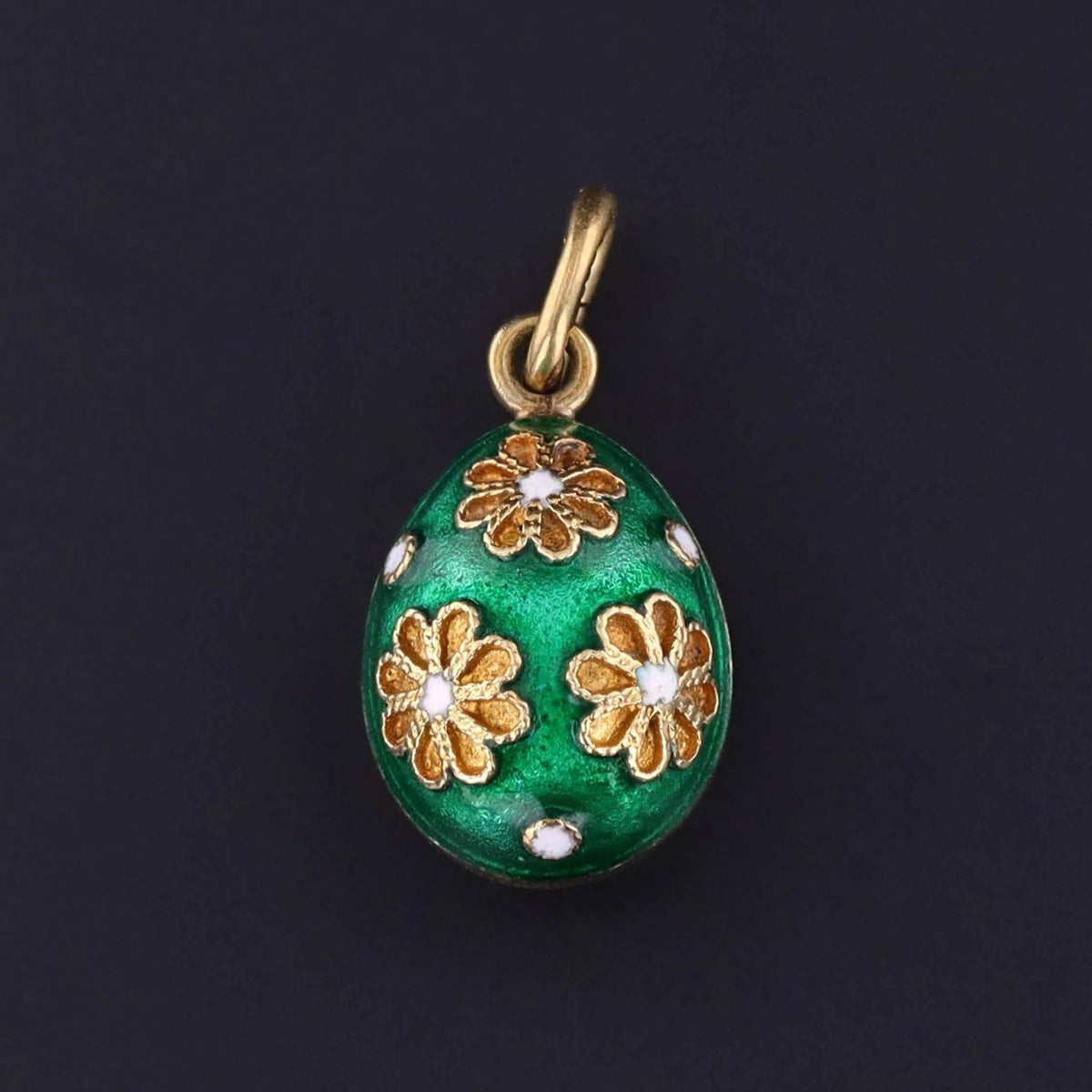 Vintage Enamel Egg Charm of 14k Gold - Trademark Antiques