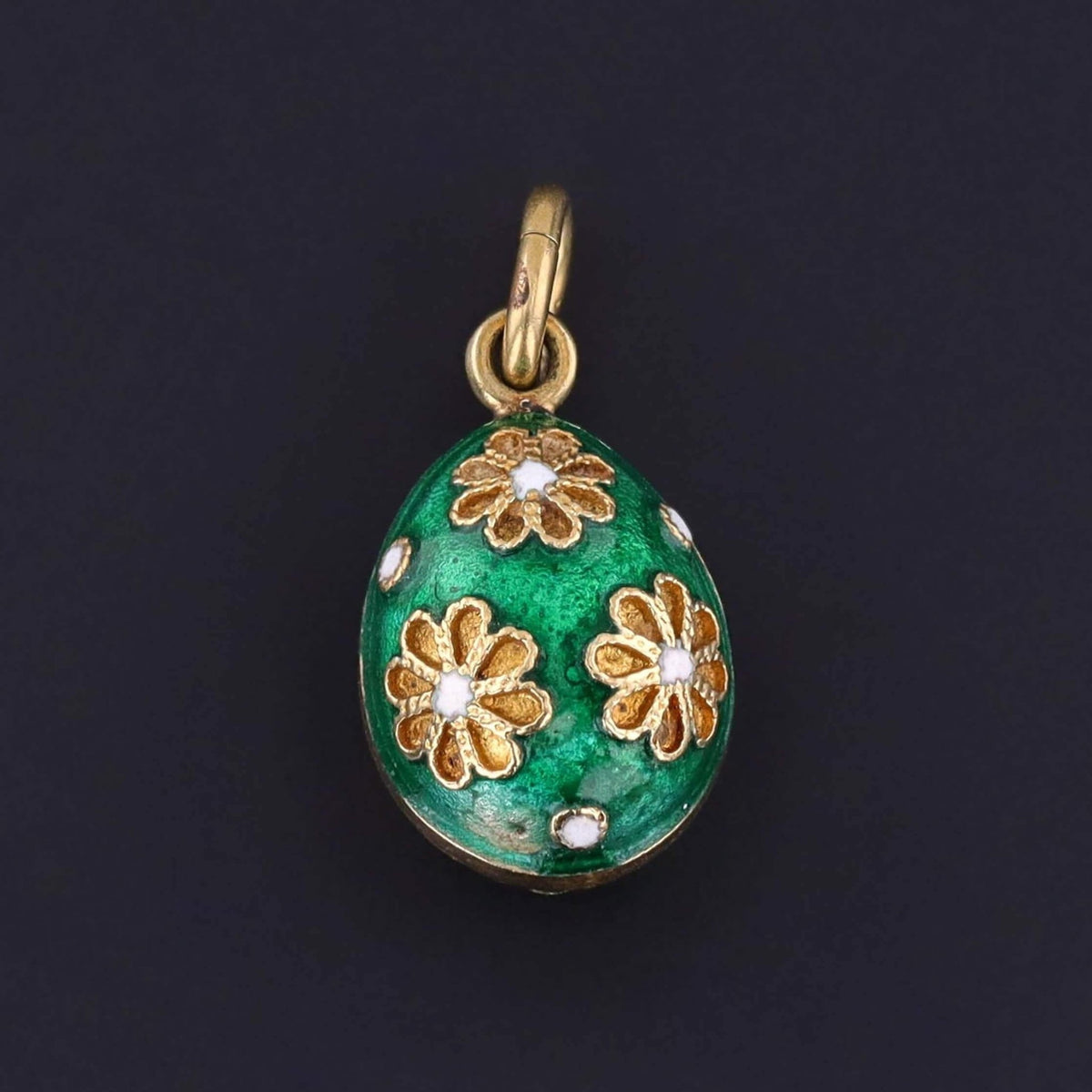 Vintage Enamel Egg Charm of 14k Gold - Trademark Antiques