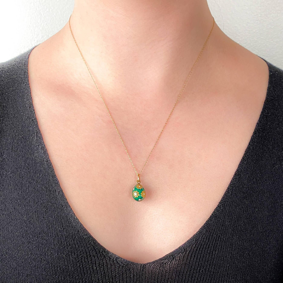 Vintage Enamel Egg Charm of 14k Gold - Trademark Antiques