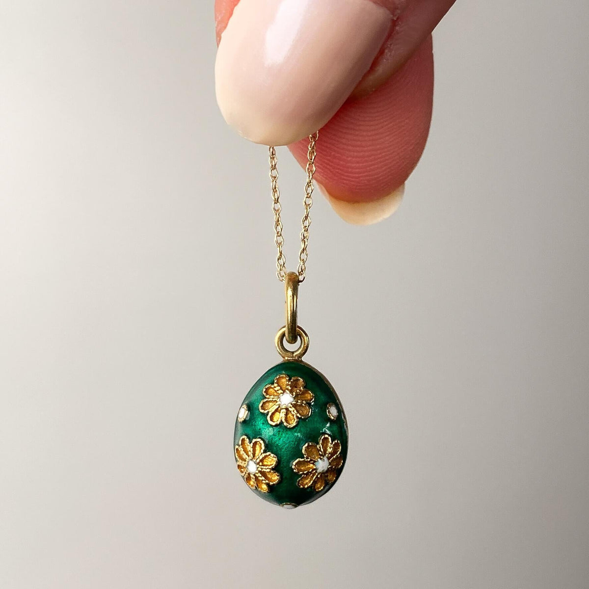 Vintage Enamel Egg Charm of 14k Gold - Trademark Antiques