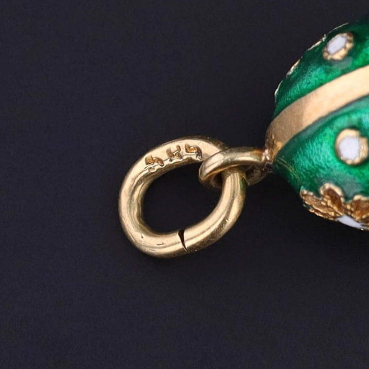 Vintage Enamel Egg Charm of 14k Gold - Trademark Antiques