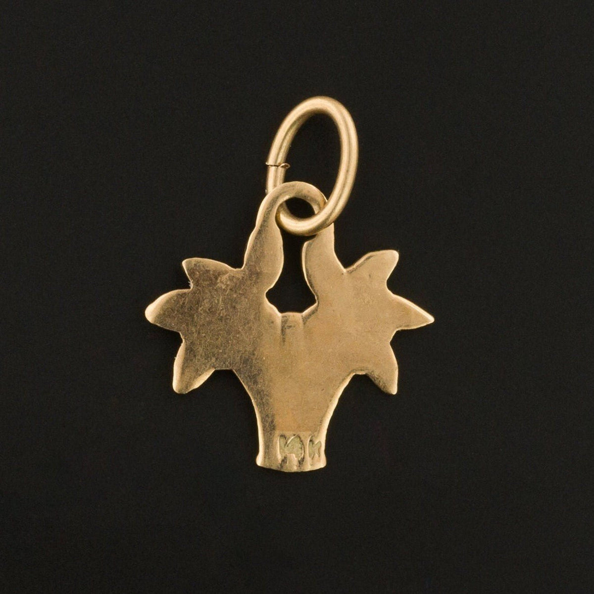 Vintage Enamel Flower Basket Charm of 14k Gold - Trademark Antiques