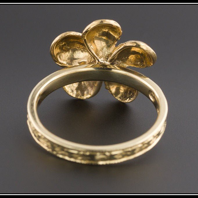 Vintage Enamel Flower Conversion Ring of 14k Gold - Trademark Antiques