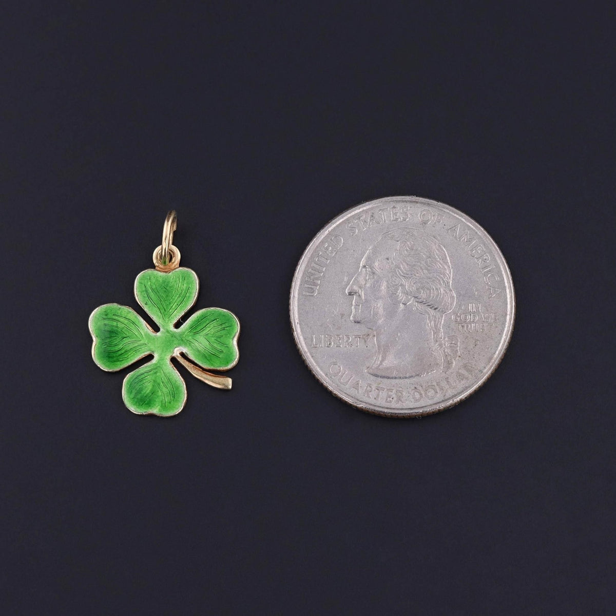 Vintage Enamel Four Leaf Clover of 14k Gold - Trademark Antiques