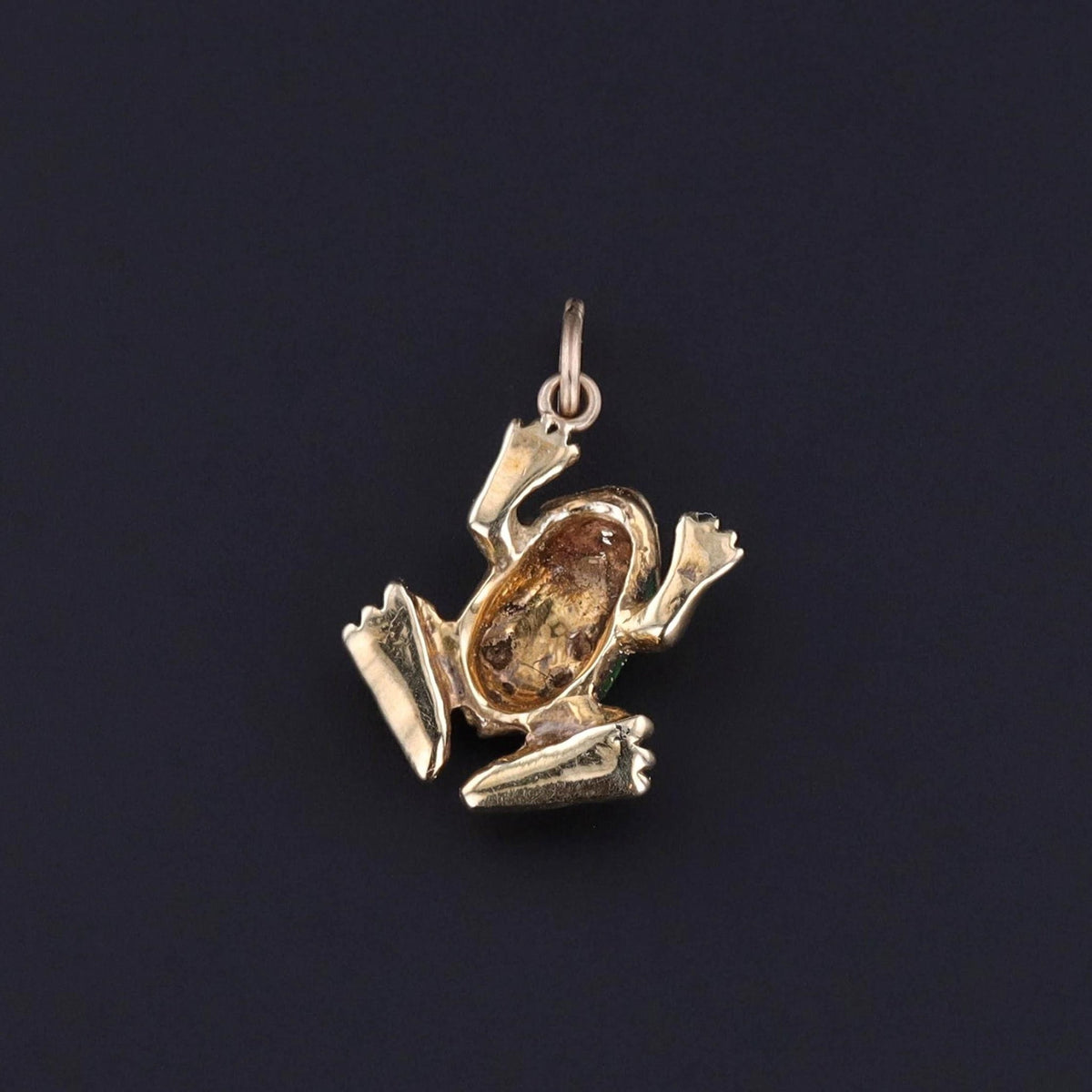 Vintage Enamel Frog Charm of 14k Gold - Trademark Antiques