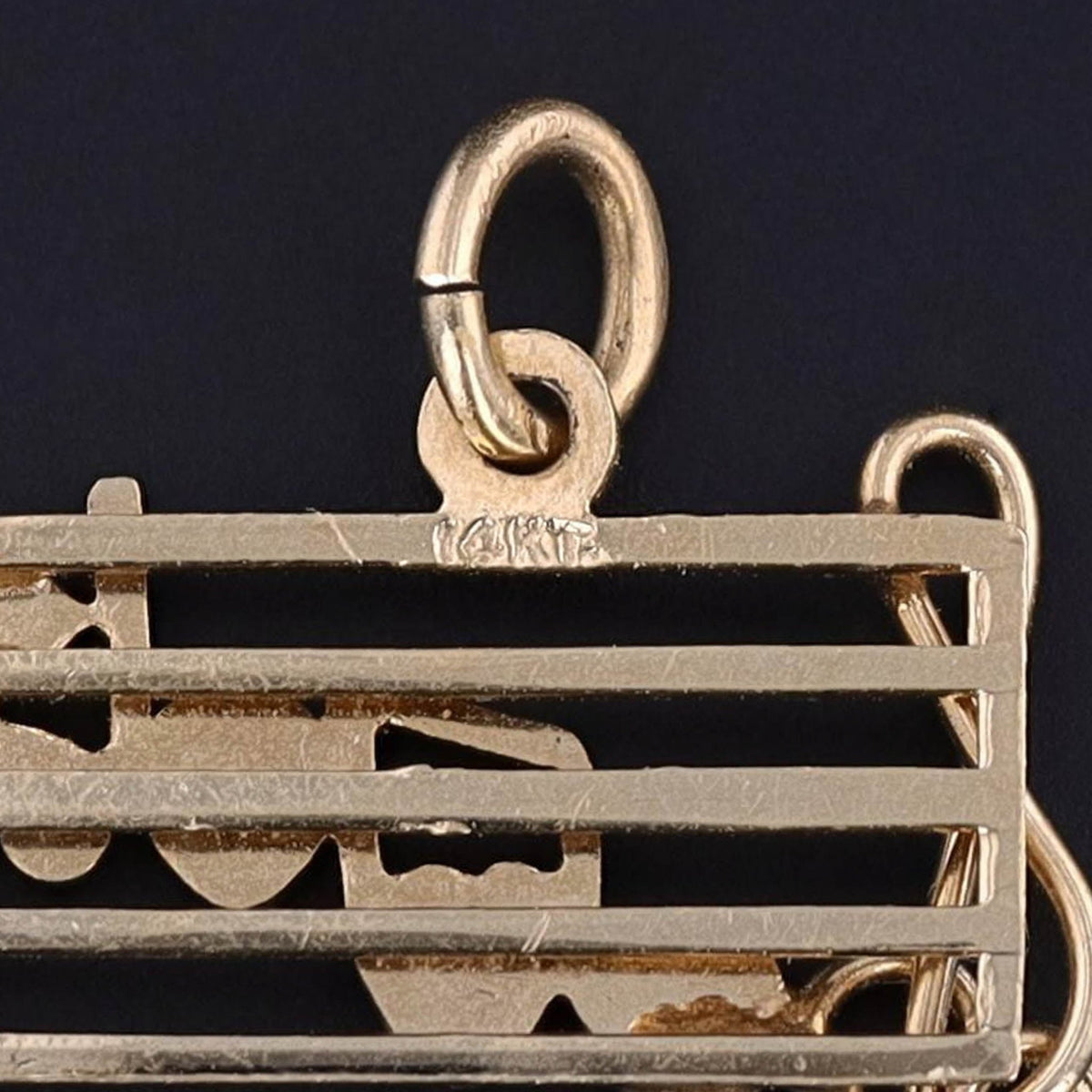 Vintage Enamel Musical Notes Charm of 14k Gold - Trademark Antiques