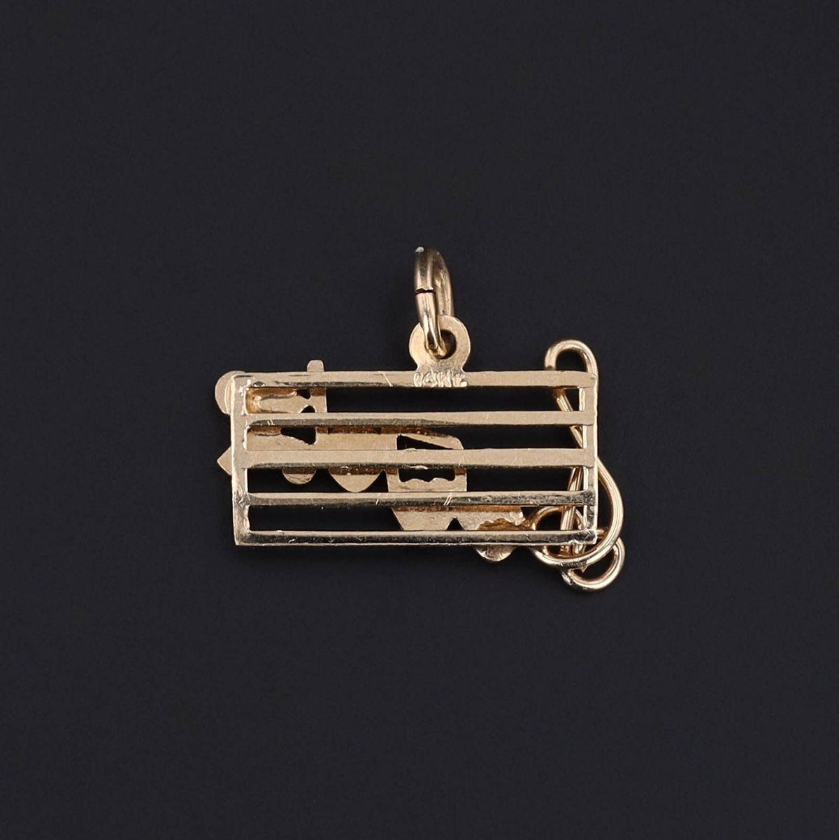 Vintage Enamel Musical Notes Charm of 14k Gold - Trademark Antiques