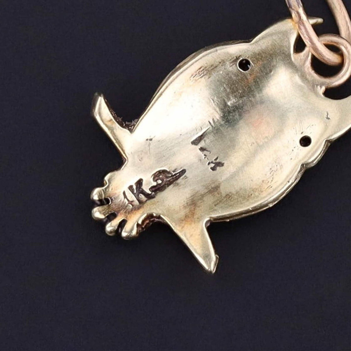 Vintage Enamel Owl Charm of 14k Gold - Trademark Antiques