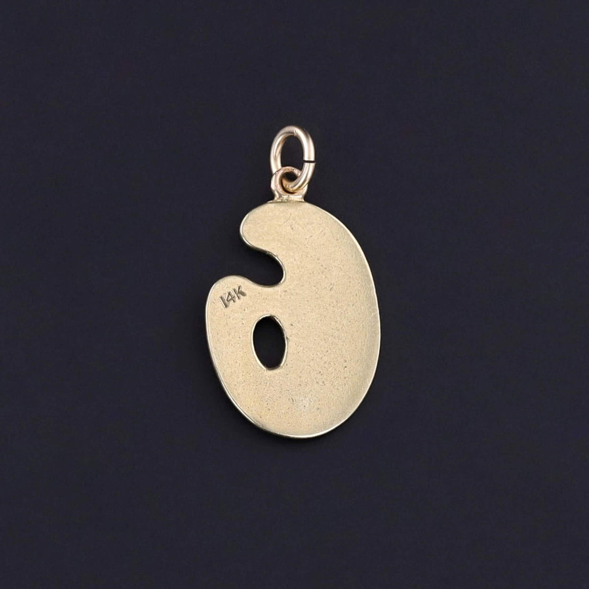 Vintage Enamel Painter&#39;s Palette Charm of 14k Gold - Trademark Antiques