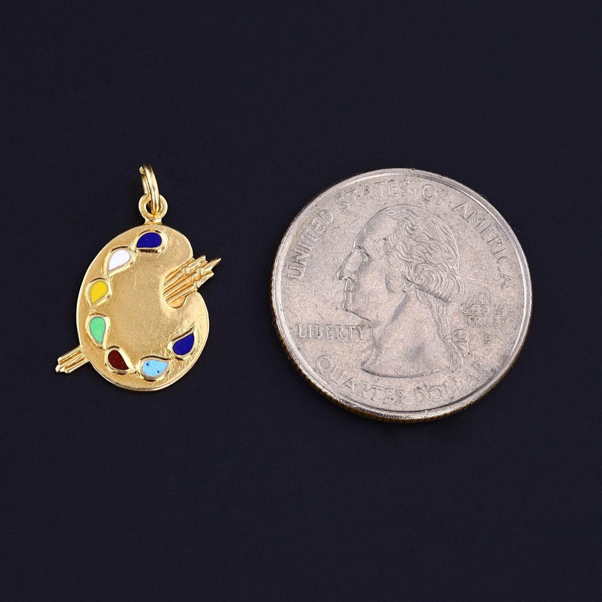 Vintage Enamel Palette Charm of 14k Gold - Trademark Antiques
