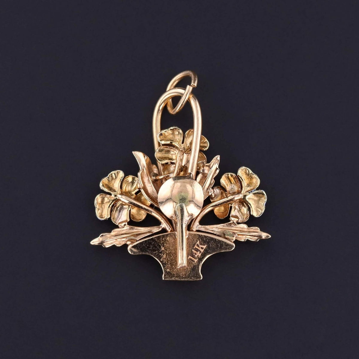 Vintage Enamel Pansy Charm of 14k Gold - Trademark Antiques