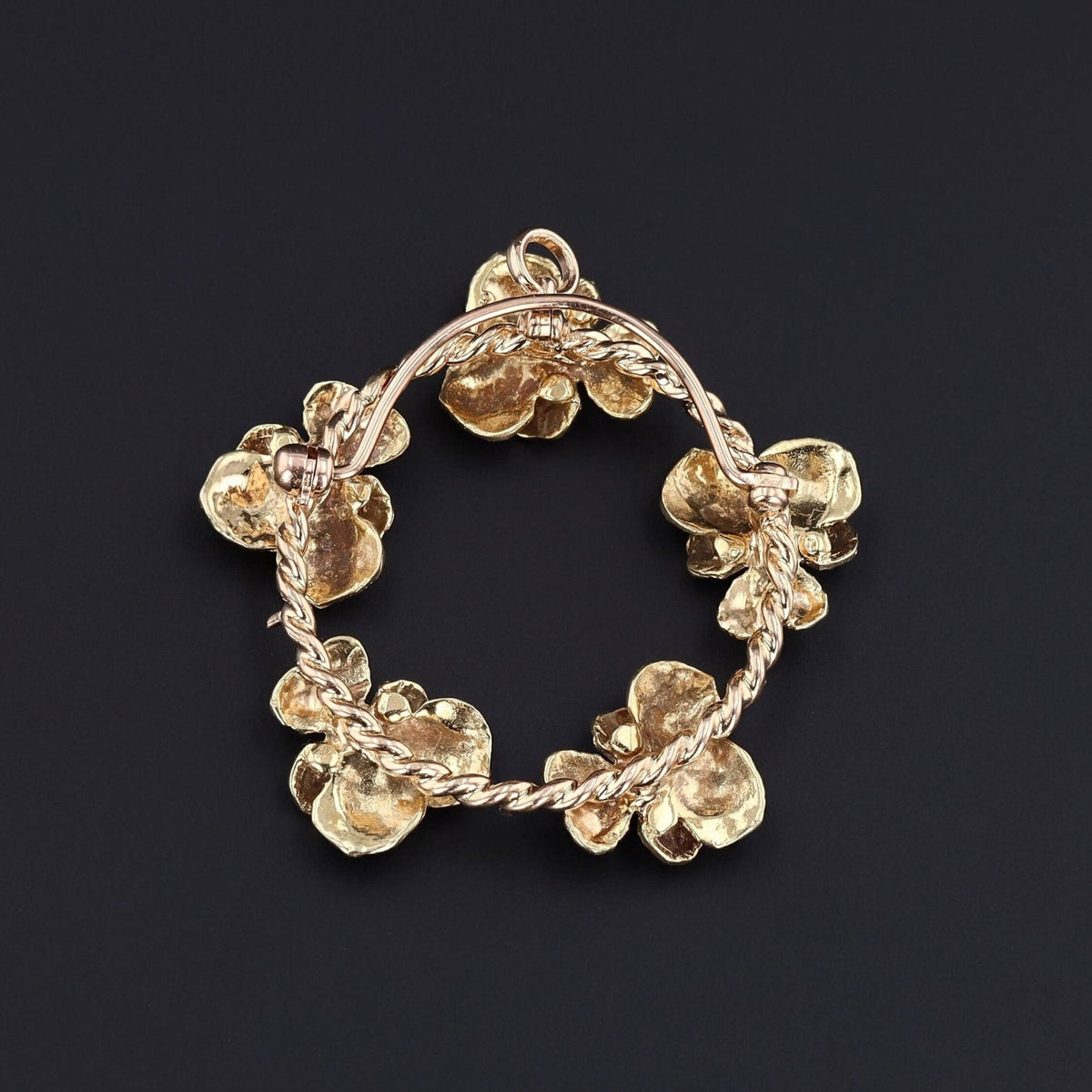 Vintage Enamel Pansy Pendant Brooch of 14k Gold - Trademark Antiques