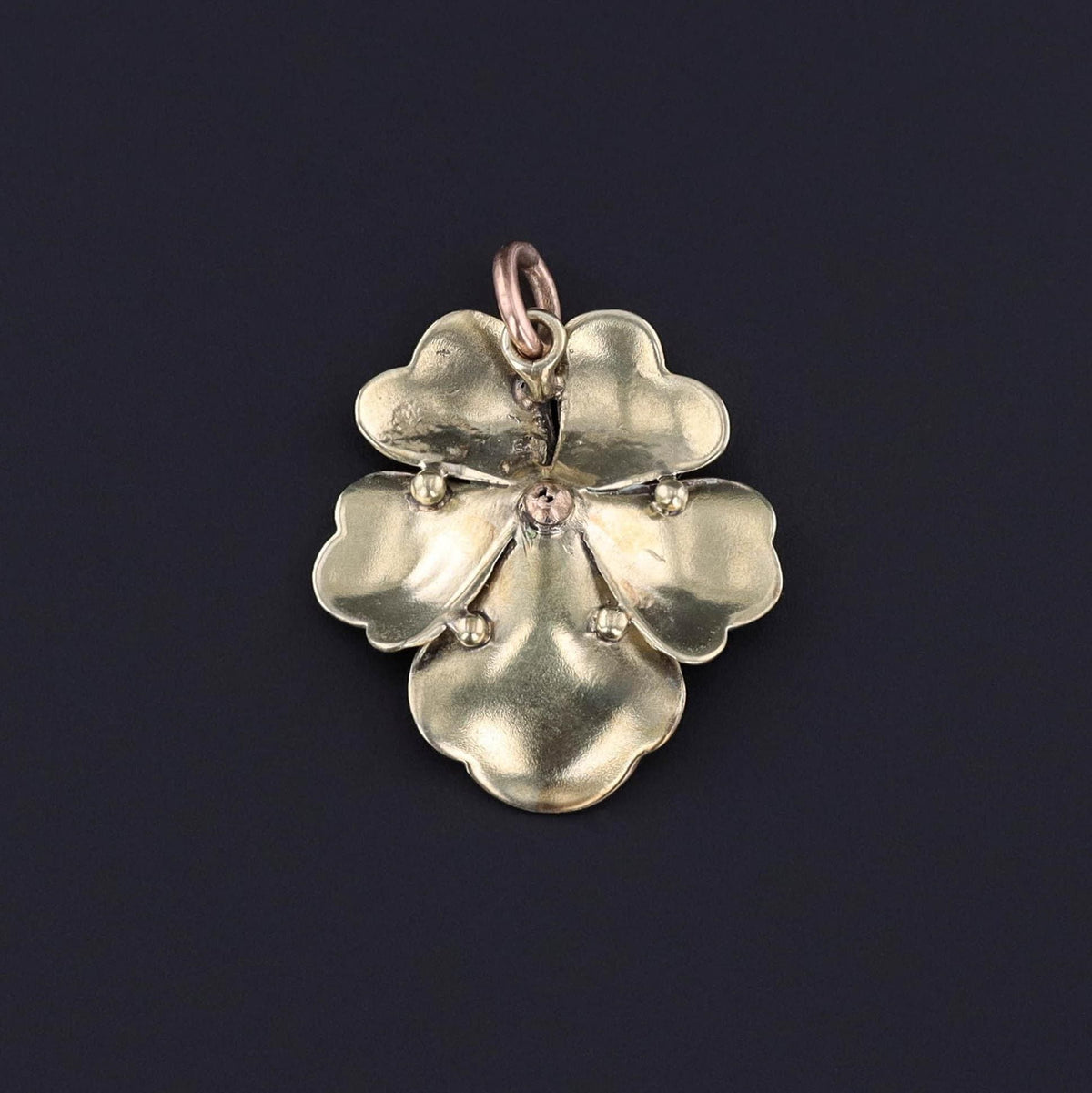 Vintage Enamel Pansy Pendant of 18k Gold - Trademark Antiques