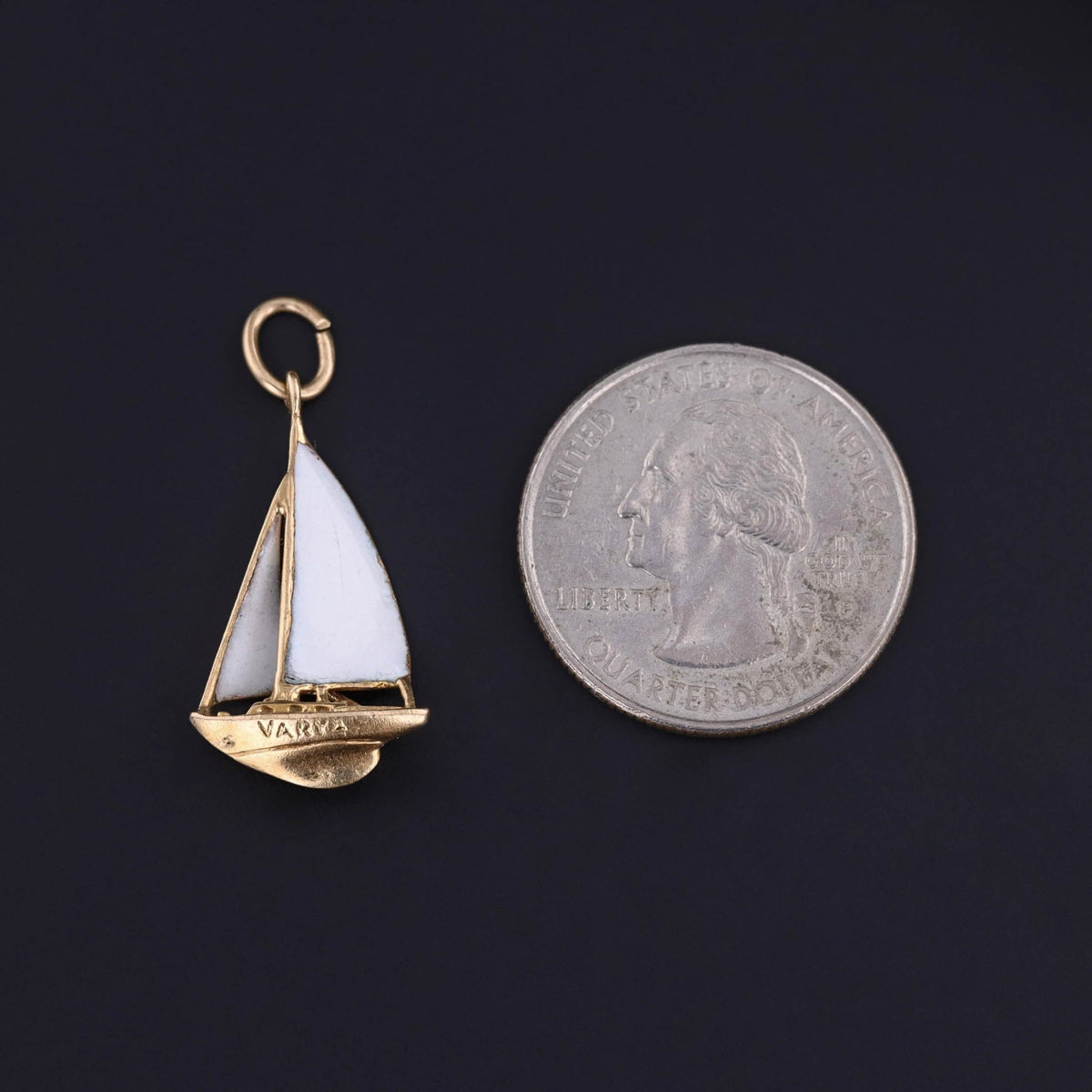 Vintage Enamel Sailboat Charm of 14k Gold - Trademark Antiques