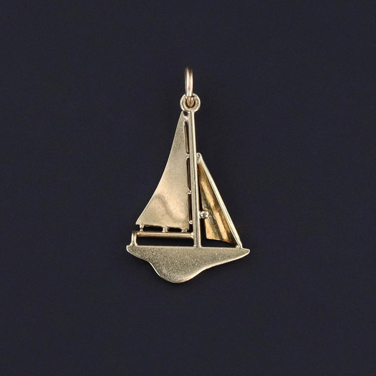Vintage Enamel Sailboat Charm of 14k Gold - Trademark Antiques
