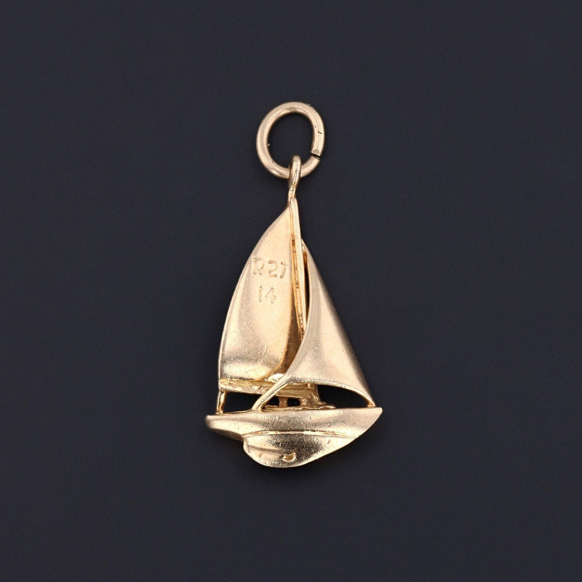 Vintage Enamel Sailboat Charm of 14k Gold - Trademark Antiques