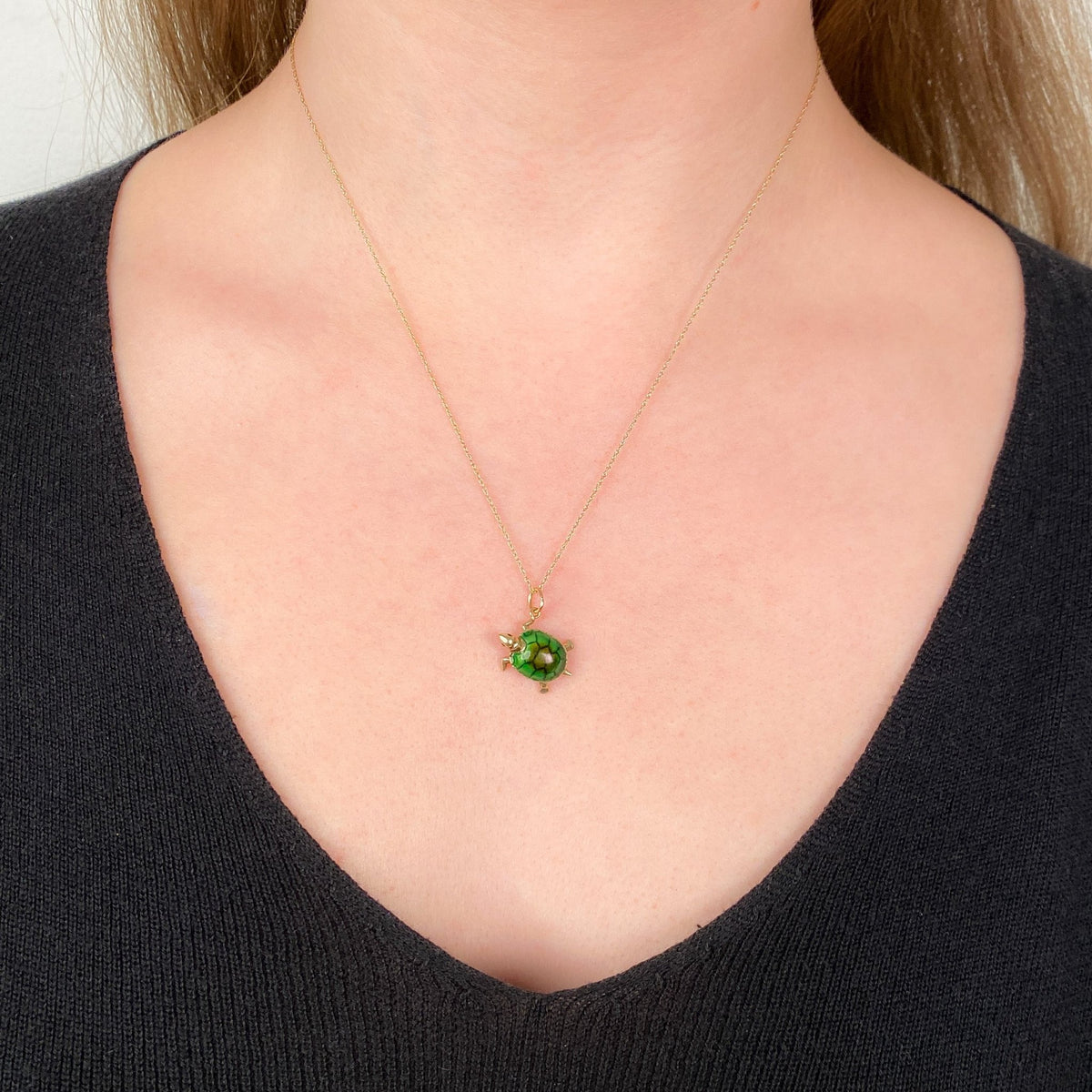 Vintage Enamel Turtle Conversion Charm of 14k Gold - Trademark Antiques