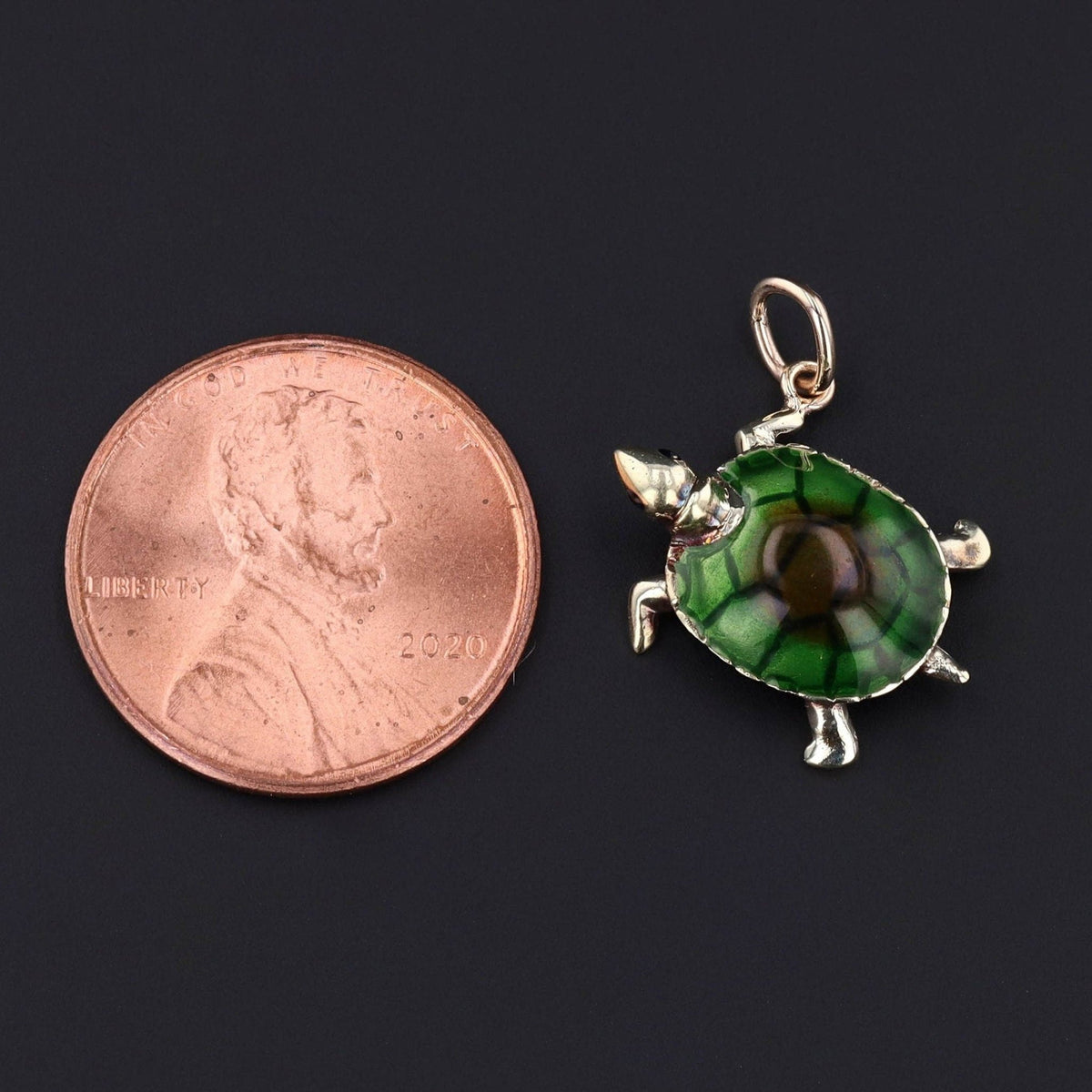 Vintage Enamel Turtle Conversion Charm of 14k Gold - Trademark Antiques
